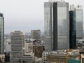 Skyscraper rising in the sky of frankfurt am main in germany Royalty Free Stock Photo