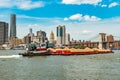 skyscraper skyline of manhattan. new york downtown architecture. perspective city skyscraper of manhattan. modern Royalty Free Stock Photo