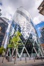 Skyscraper at 30 St Mary Axe, also known as the Gherkin