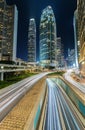 Skyscraper and traffic in downtown district of Hong Kong city Royalty Free Stock Photo