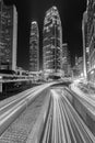 Skyscraper and traffic in downtown district of Hong Kong city Royalty Free Stock Photo