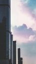 Skyscraper under cotton candy sky mobile phone wallpaper Royalty Free Stock Photo