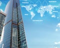 Skyscraper with world map Royalty Free Stock Photo