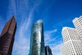 Skyscrapers against blue sky, in Berlin Germany, background. Royalty Free Stock Photo