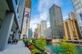 Skyscrapers along the Chicago River, in Chicago, Illinois