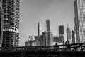 Skyscrapers along the river in Chicago Royalty Free Stock Photo