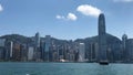 Skyscrapers along Victoria Harbor in Central District in Hong Kong