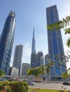 The skyscrapers appears behind the trees