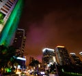 Skyscrapers in Bayfront park in Miami at night Royalty Free Stock Photo