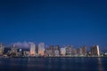 Skyscrapers on the beach of Waikiki in Honolulu, Hawaii at night Royalty Free Stock Photo