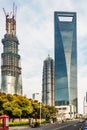 Skyscrapers building towers pudong skyline shanghai china Royalty Free Stock Photo