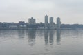 Skyline of West New York and Guttenberg New Jersey on a Foggy Day along the Hudson River Royalty Free Stock Photo