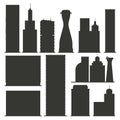 Skyscrapers buildings isolated tower office city architecture black silhouette house business apartment vector Royalty Free Stock Photo