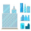 Skyscrapers buildings isolated tower office city architecture house business apartment vector illustration