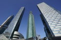 Skyscrapers in the business center, financial district, sunny day, blue sky, empty space, Moscow city, Russia Royalty Free Stock Photo