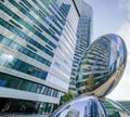 Skyscrapers in the business center, financial district, sunny day, blue sky, empty space, Moscow city, Russia Royalty Free Stock Photo