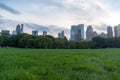 Skyscrapers seen from turf level from Central Park