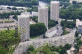 Skyscrapers in the city of Grenoble, seen from the Bastilla, France