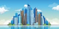 Skyscrapers in cityscape background.Downtown landscape vector illustration.