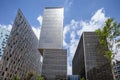 Skyscrapers with clouds in sky, Barcelona, Spain Royalty Free Stock Photo