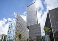 Skyscrapers with clouds in sky, Barcelona, Spain Royalty Free Stock Photo