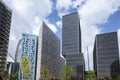 Skyscrapers with clouds in sky, Barcelona, Spain Royalty Free Stock Photo