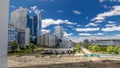 Skyscrapers of Defense timelapse hyperlapse modern business and financial district in Paris with highrise buildings Royalty Free Stock Photo