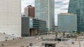 Skyscrapers of Defense timelapse modern business and financial district in Paris with highrise buildings Royalty Free Stock Photo