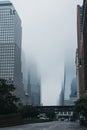 Skyscrapers disappear in the fog in New York, USA. Royalty Free Stock Photo