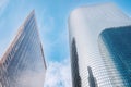 Skyscrapers in the downtown City of Los Angeles. Business District. Low-angle view of tall modern buildings with a cloudy sky in