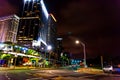 Skyscrapers in downtown Miami bayfront park at night Royalty Free Stock Photo