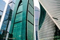 Skyscrapers in downtown. Modern buildings with glass facades. Royalty Free Stock Photo