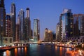 Skyscrapers of Dubai Marina at twilight Royalty Free Stock Photo