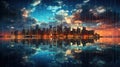 skyscrapers evening clouds Royalty Free Stock Photo