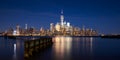 The skyscrapers World Trade Center of Lower Manhattan of New York city at Dusk Royalty Free Stock Photo