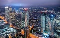 Skyscrapers in Frankfurt on Main, Germany, at night Royalty Free Stock Photo