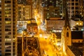 Skyscrapers and highway in Chicago, above and night view. Chicago, Illinois, US Royalty Free Stock Photo