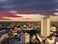 Skyscrapers, Hotels, office buildings and apartments in the city skyline along the banks of Mobile Bay with powerful clouds Royalty Free Stock Photo