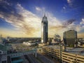 Skyscrapers, Hotels, office buildings and apartments in the city skyline along the banks of Mobile Bay with powerful clouds Royalty Free Stock Photo