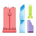 Skyscrapers icons set in detailed flat style. Modern futuristic vector illustration. Royalty Free Stock Photo