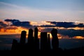 Silhouette of Skyscrapers International Business Center City on sunset in Moscow Russia Royalty Free Stock Photo