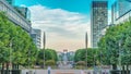 Skyscrapers of La Defense timelapse - Modern business and residential area in the near suburbs of Paris, France. Royalty Free Stock Photo