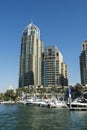 Skyscrapers and leisureboats Dubai Marina Royalty Free Stock Photo