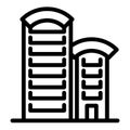 Skyscrapers line icon. High rise building with round roof vector illustration isolated on white. Business center outline Royalty Free Stock Photo