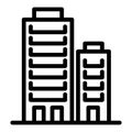 Skyscrapers line icon. Two buildings vector illustration isolated on white. Construction outline style design, designed
