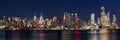 The skyscrapers of Manhattan skyline at twilight. Midtown West cityscape. New York City Royalty Free Stock Photo