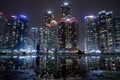 Skyscrapers at the Marine City in Busan at night