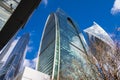 Skyscrapers modern architecture office building with clouds in blue sky, high tech style of Royalty Free Stock Photo