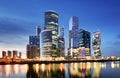 Skyscrapers of Moscow City business center and Moscow river in M Royalty Free Stock Photo