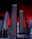 Skyscrapers at night - 3D illu